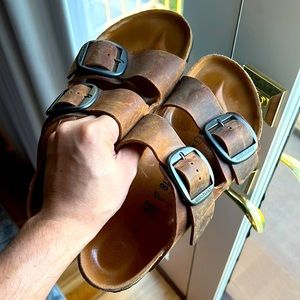 Brown leather Birkenstocks